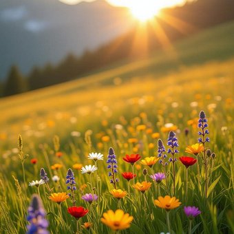 Free Sunrise Wildflowers illustration and picture