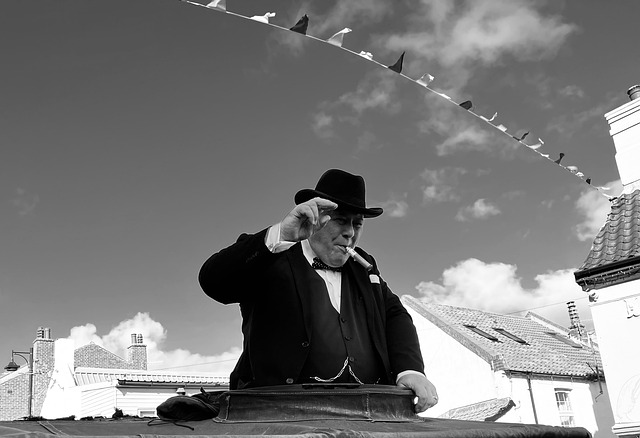Mand, Hat, Cigar, Sort-Hvid, Historisk
