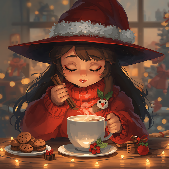 Free cute witch festive witch cozy sweater illustration