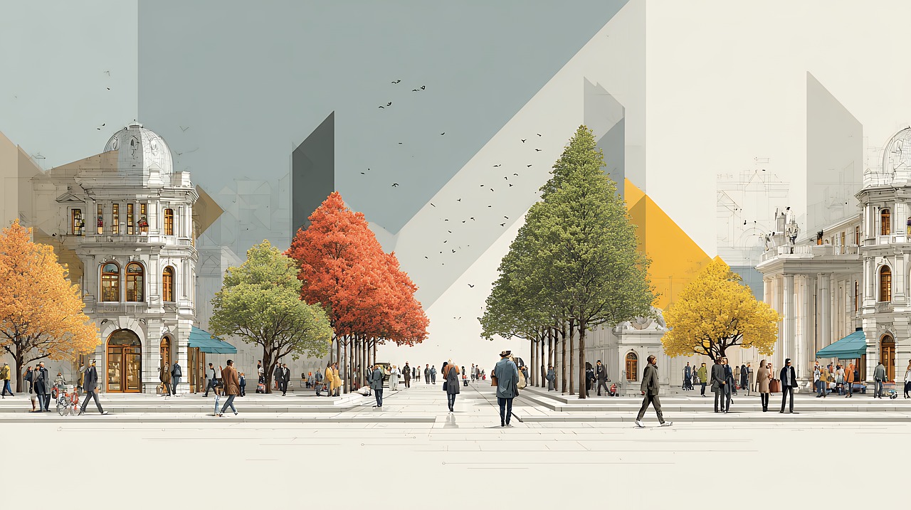 Download free HD stock image of City Square Free city square people illustration
