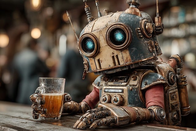 Download free HD stock image of Robot Beer Free robot beer bar illustration
