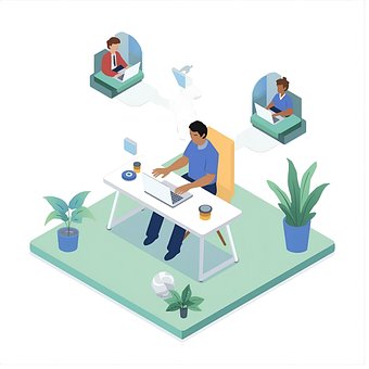 Free Remote Work Teamwork illustration and picture
