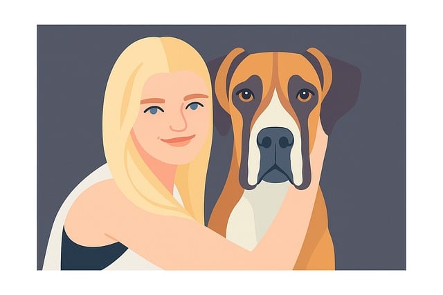 Free woman girl dog vector