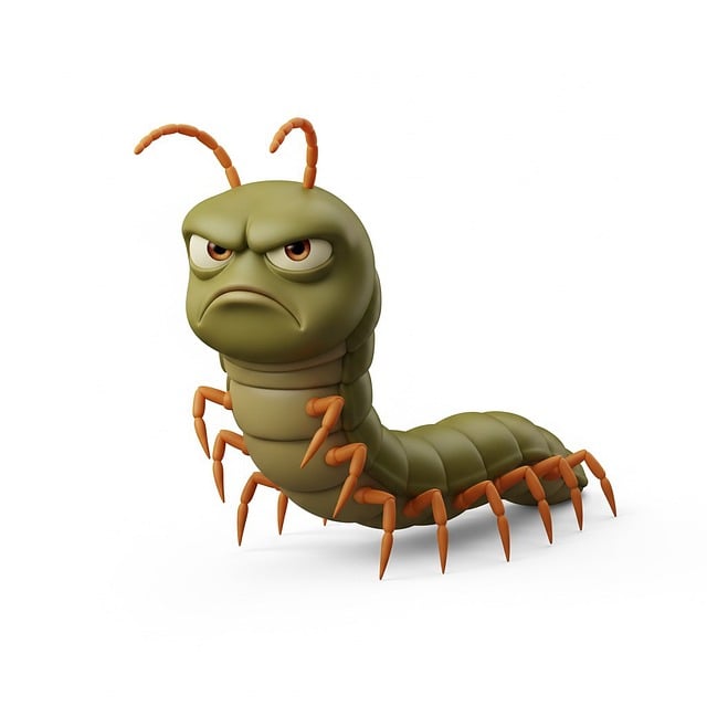 Free grumpy centipede cartoon centipede 3d character illustration