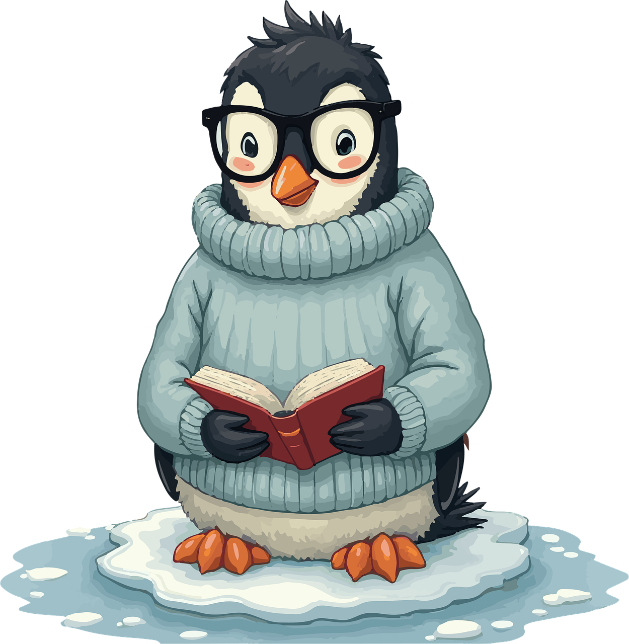 Download free HD stock image of Penguin Reading Free penguin reading book vector