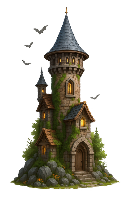 Free fantasy castle gothic tower haunted castle illustration