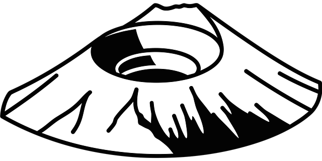 Free volcano crater caldera vector