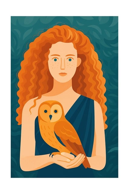 Free woman person owl illustration
