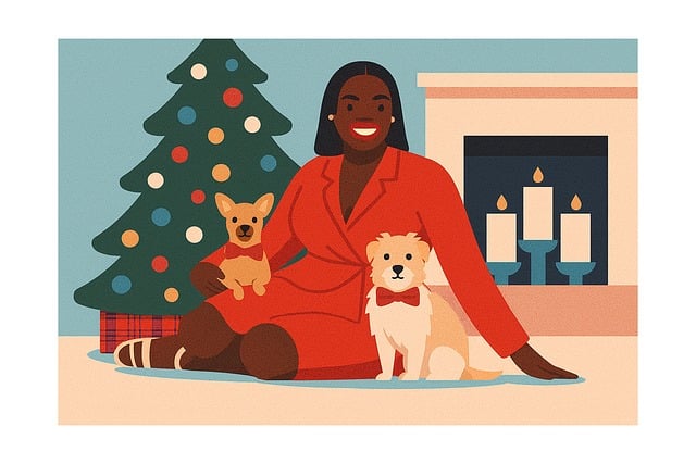 Weihnachten, Frau, Haustier, Hund