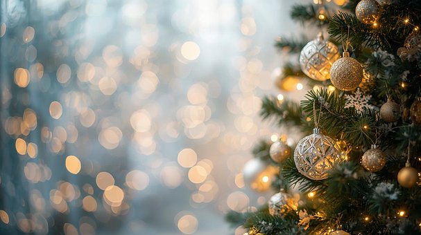Juletræ, Juledekoration, Snefnug, Bokeh
