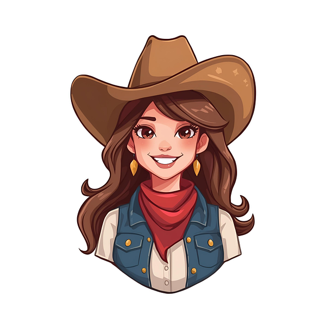 Free cowgirl western cartoon illustration