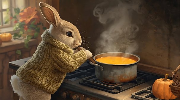 Konijn, Koken, Soep, Pompoen, Stoofpot