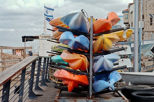 Farverig, Kajak, Israel, Tel-Aviv, Havn