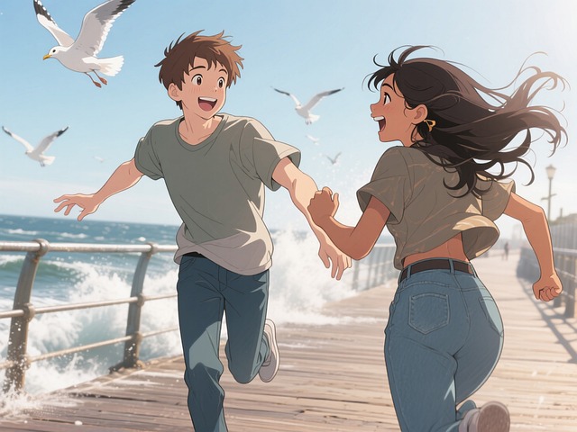 Pareja, Playa, Paseo Marítimo, Sonrisa