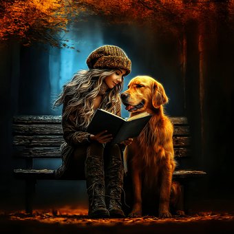Free Woman Dog illustration and picture