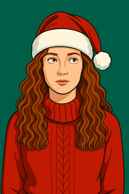 Free christmas portrait santa hat girl holiday illustration vector