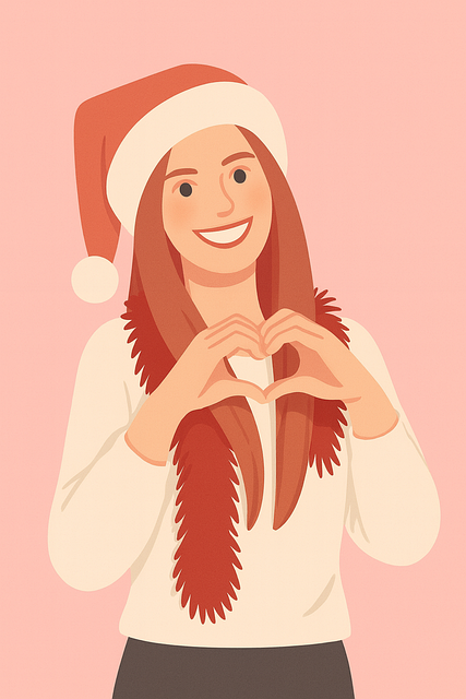 Free christmas illustration girl santa hat holiday art illustration