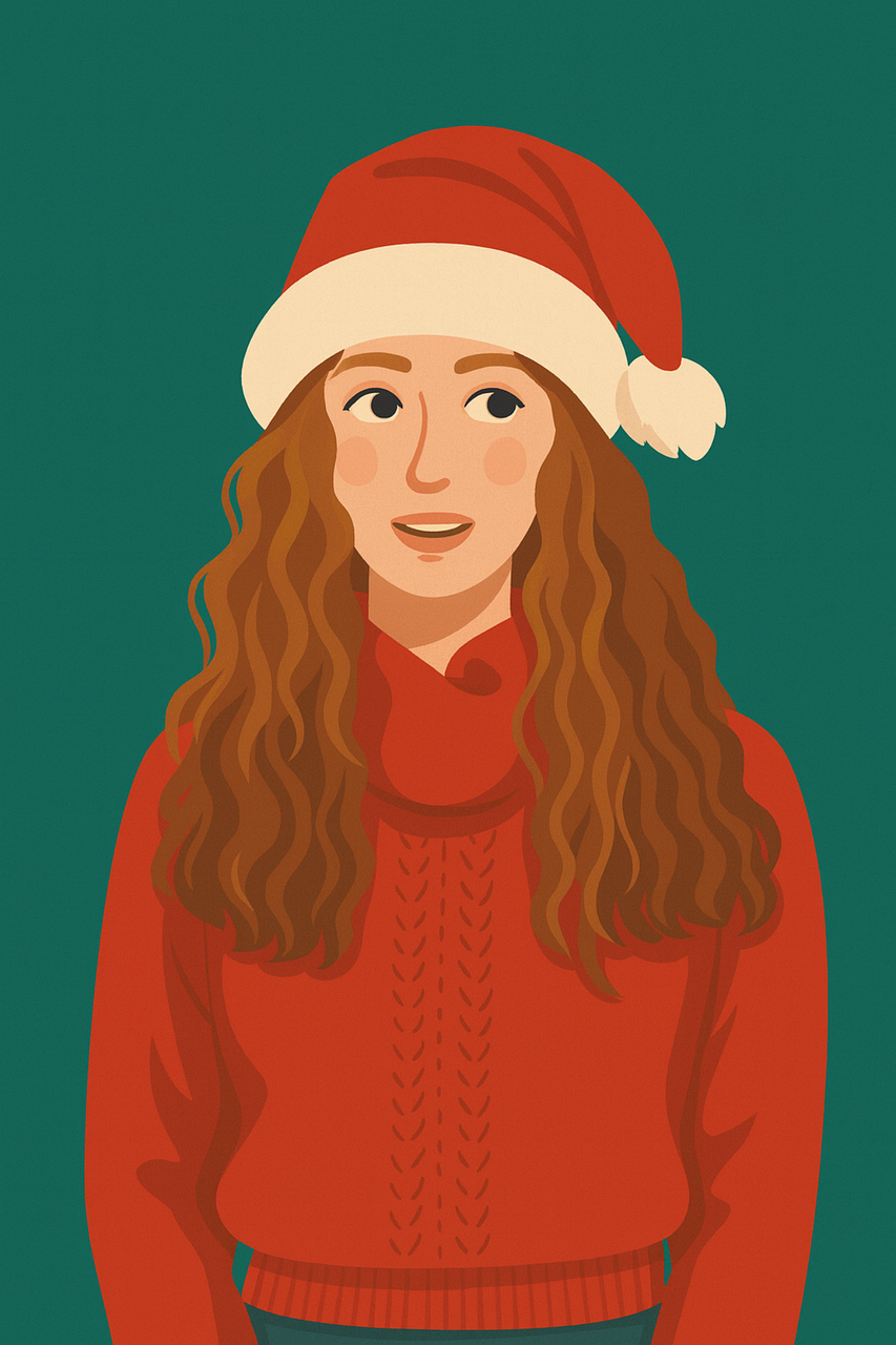 Download free HD stock image of Christmas Illustration Free christmas illustration girl in santa hat holiday portrait vector