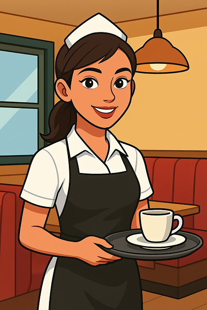 Free waitress restaurant woman illustration