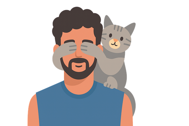 Free cat illustration man and cat cute pet art vector