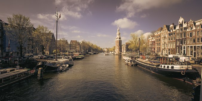 Amsterdam, Aprilie, Canal, Case, Olanda