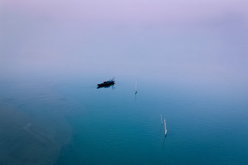 Boot, Wasser, Reflexion, Minimalismus