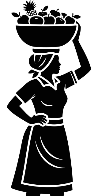 Free fruit vendor woman standing vector