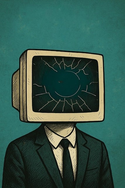 Free vintage computer head cracked screen surreal illustration illustration