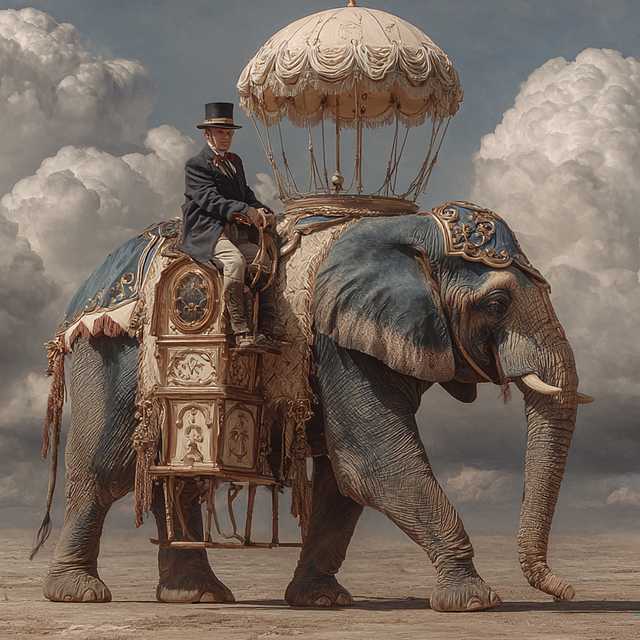 Free elephant rider steampunk illustration