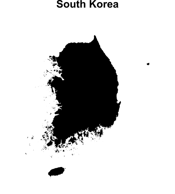 Free South Korea Map South Korea vector and picture