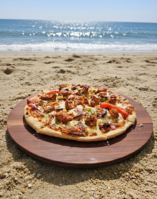 Pizza, Strand, Hav, Sommer, Sand, Mat