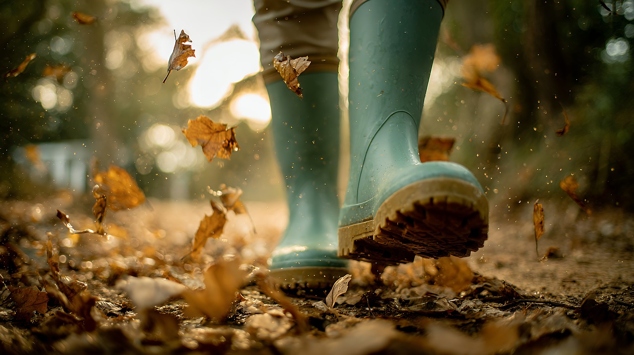 Free autumn leaf walking illustration