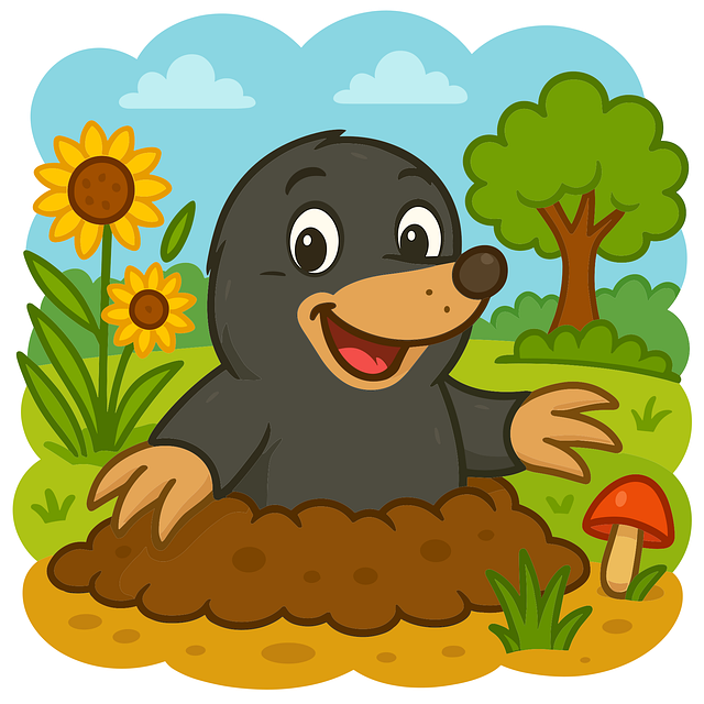 Free cute mole cartoon mole happy mole vector