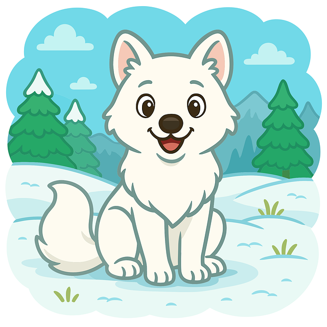 Free cute arctic fox cartoon arctic fox happy arctic fox vector