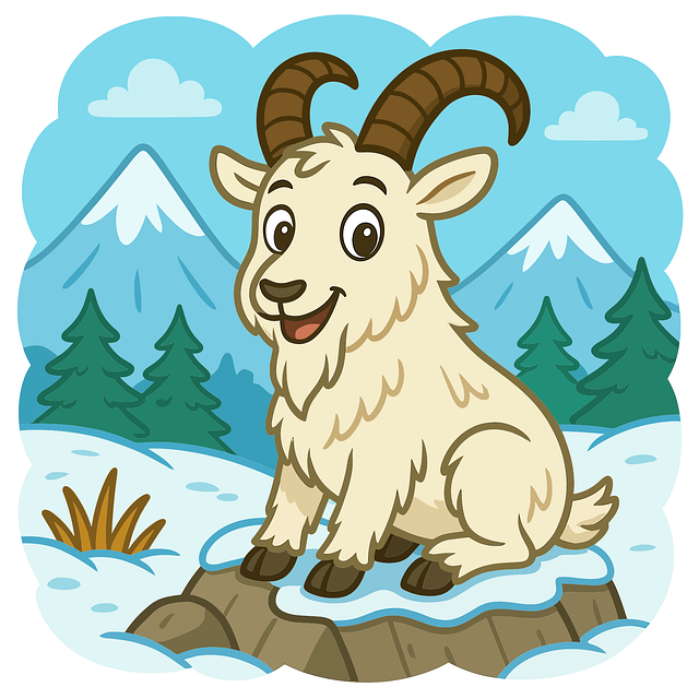 Free cute mountain goat cartoon mountain goat happy goat illustration