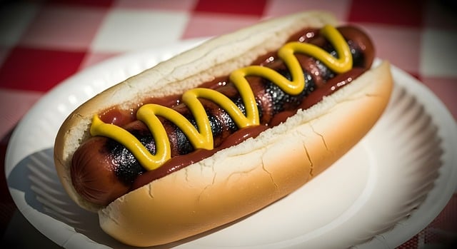 Free hot dog grilled hot dog mustard illustration