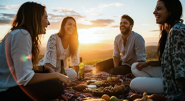Free Friends Picnic illustration and picture