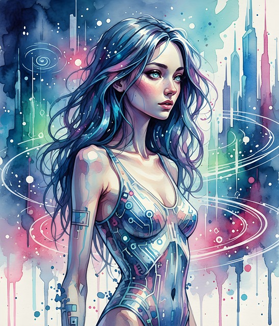 Free Cyberpunk Attractive Woman illustration and picture