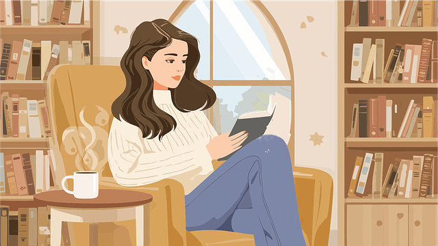 Free woman café reading vector