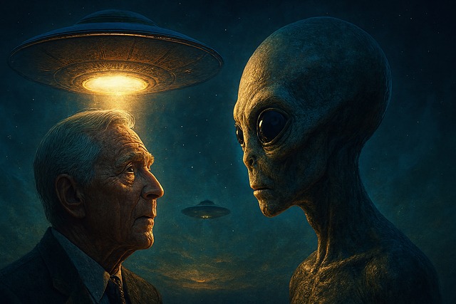 Free alien ufo first contact illustration