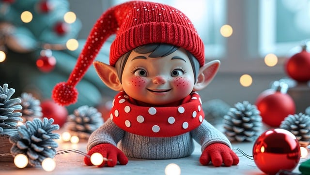 Free christmas elf joyful illustration
