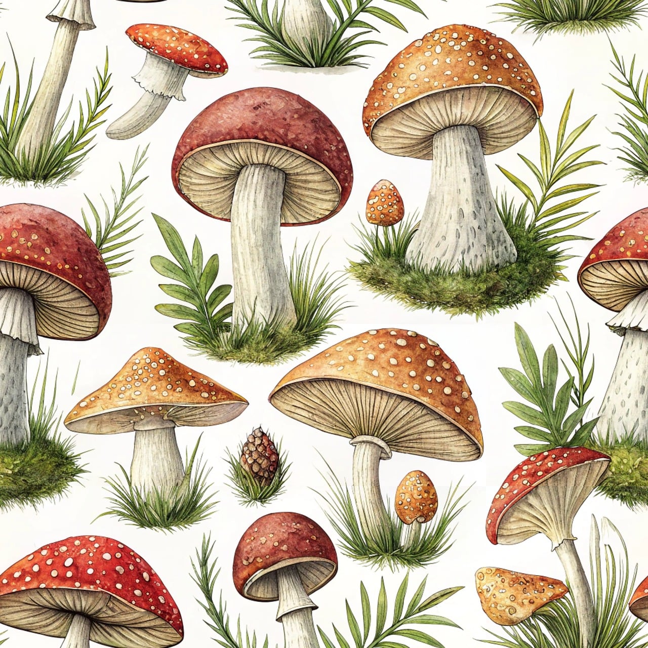 Download Mushroom Pattern, Forest Mushrooms, Botanical Mushrooms ...