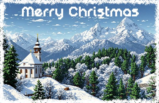 Pixel, Weihnachten, Gebirge