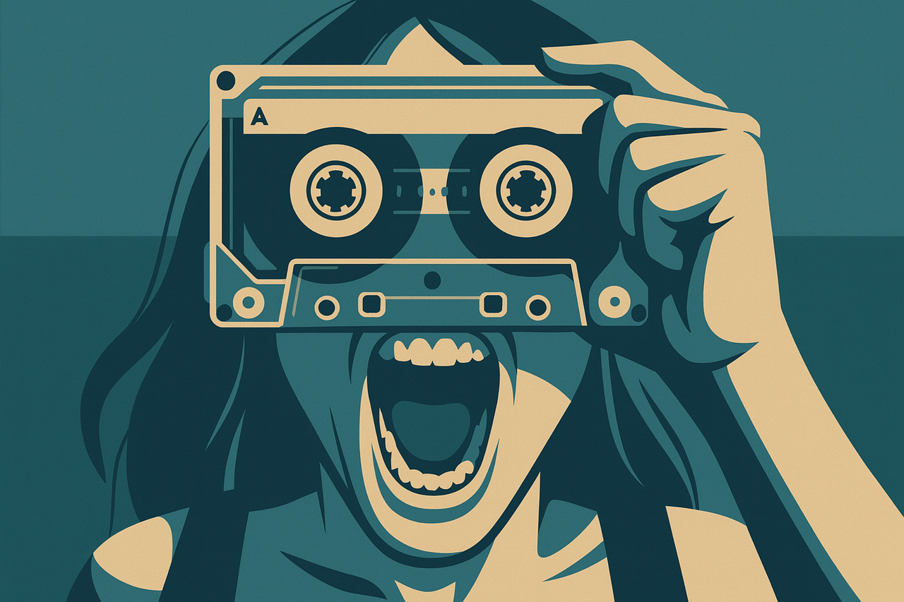 Download Retro Illustration, Cassette Tape Art, Vintage Music