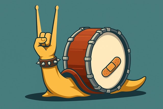 Free rock snail illustration funny music art drummer cartoon vector