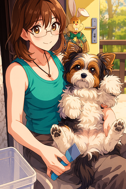 Free woman nature dog illustration
