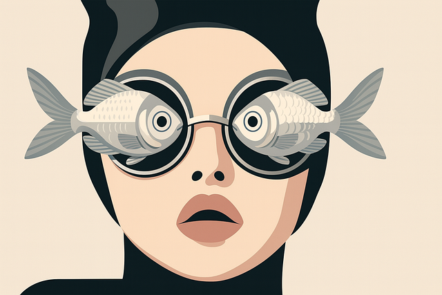 Free surreal illustration fish glasses art modern portrait design vector