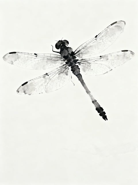 Free Dragonfly Ink Painting illustration and picture