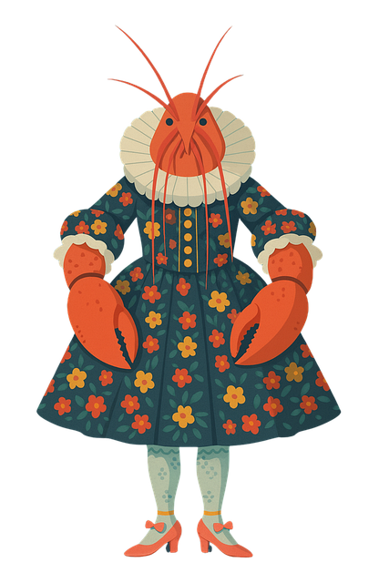 Free lobster lady illustration quirky character art surreal creature design illustration