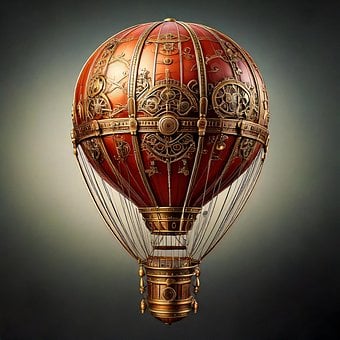 Steampunk, Varmluftballon, Årgang, Rød